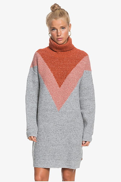 Женское Платье -свитер оверсайз Juniper Hills Roxy. Цвет: серый,оранжевый