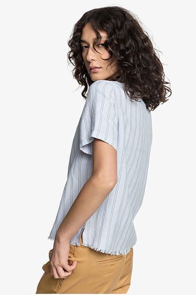 фото Женская льняная рубашка с коротким рукавом quiksilver womens