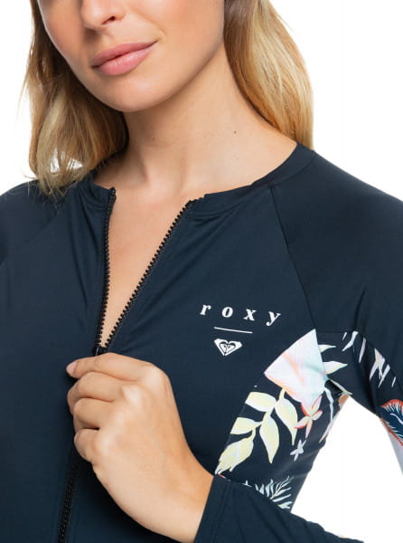 Женский рашгард с длинным рукавом и молнией на груди Printed Beach Classics UPF 50 Roxy ERJWR03477, размер S, цвет черный - фото 3