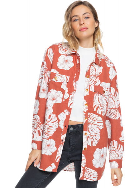 Женская рубашка с длинным рукавом Turn It Up Roxy ERJWT03477, размер S, цвет бордовый - фото 4