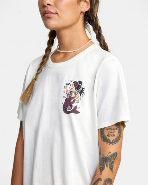 Женская футболка Save Our Souls RVCA C3SSRO-RVP2, размер M, цвет vintage white - фото 5