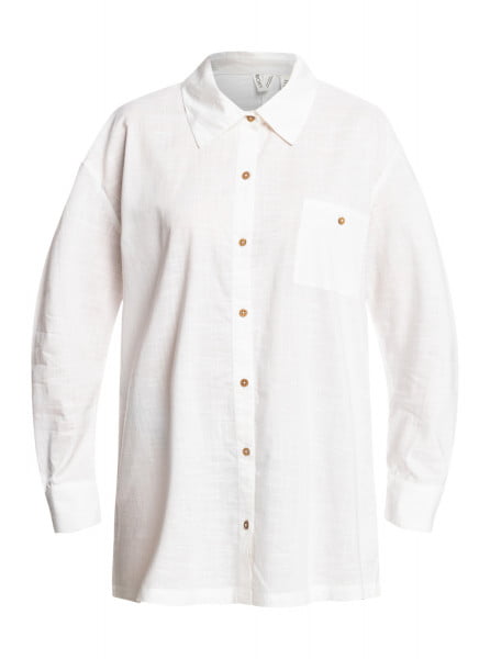 Женское платье-рубашка Easy Relax Roxy ERJX603285, размер L, цвет bright white - фото 4