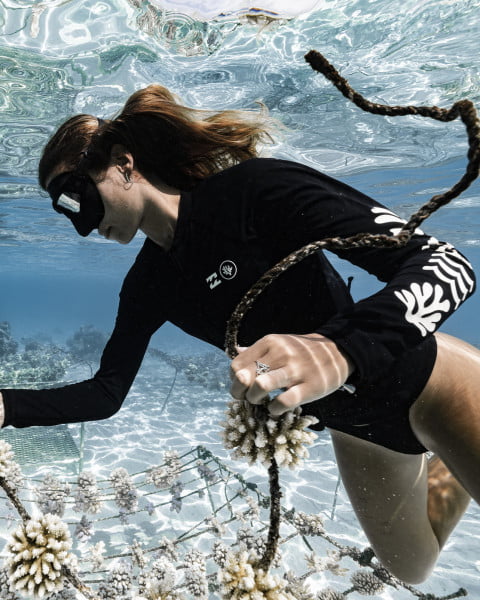Женский рашгард на молнии с длинным рукавом Coral Gardeners Billabong ABJWR03025, размер L/12, цвет черный - фото 2
