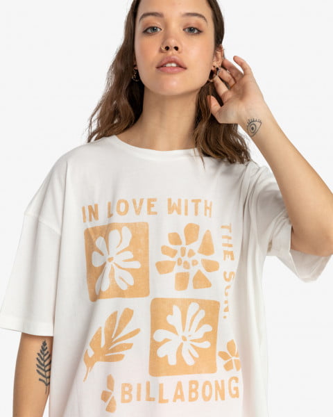 Женская футболка In Love With The Sun Billabong EBJZT00234, размер L/12, цвет белый - фото 4