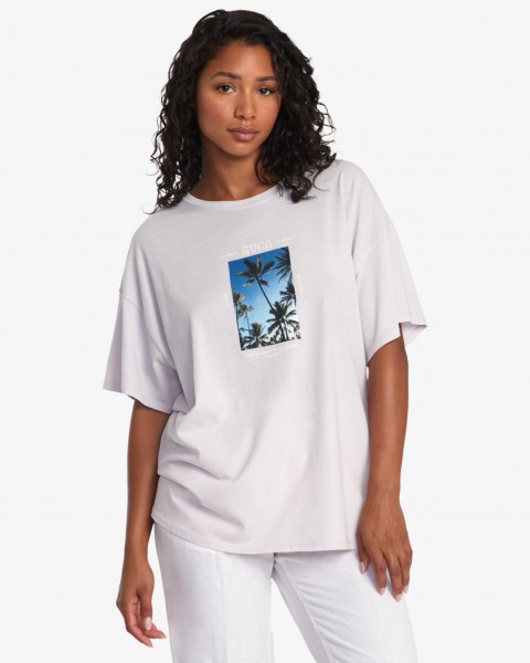 Свободная женская футболка Trade Winds RVCA AVJZT00926, размер L/12, цвет fog