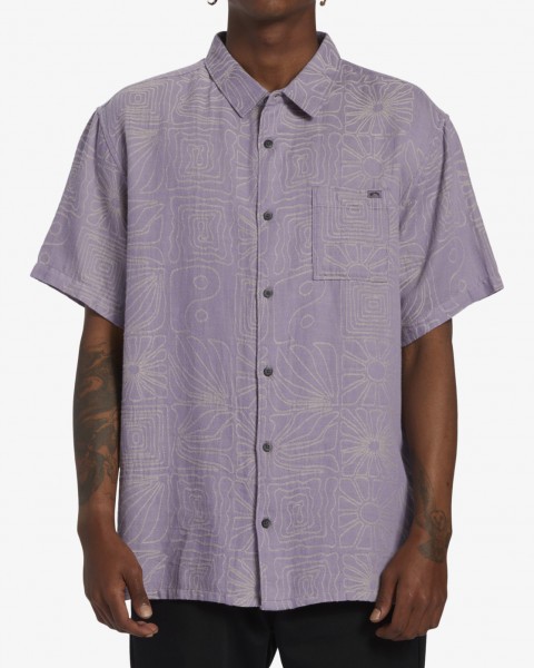 Мужская рубашка с коротким рукавом Sundays Jacquard Billabong ABYWT00235, размер L, цвет grey violet