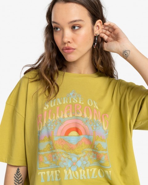 Женская футболка Sunrise On The Horizon Billabong EBJZT00257, размер L/12, цвет green envy - фото 4