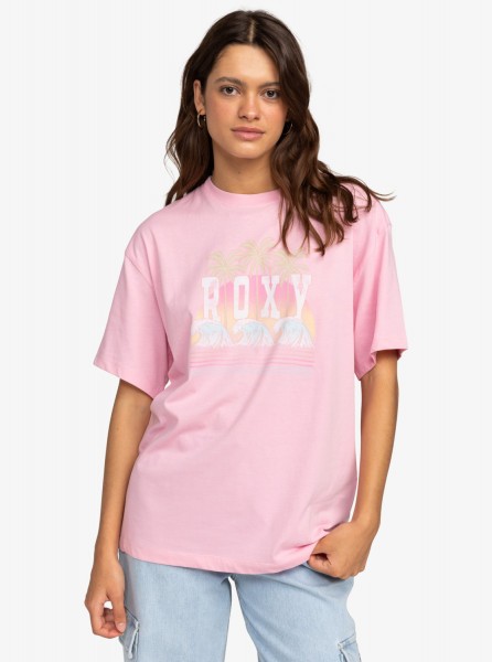 Свободная женская футболка Dreamers Roxy ERJZT05692, размер L, цвет prism pink