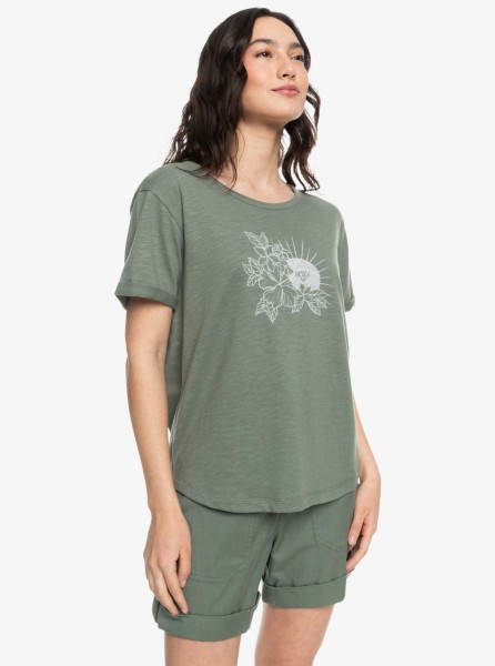 Свободная женская футболка Ocean After Roxy ERJZT05667, размер L, цвет agave green - фото 1