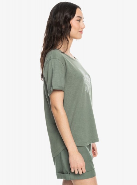 Свободная женская футболка Ocean After Roxy ERJZT05667, размер L, цвет agave green - фото 2