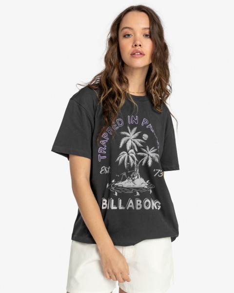Женская футболка Trapped In Paradise Billabong EBJZT00255, размер L/12, цвет off black - фото 1