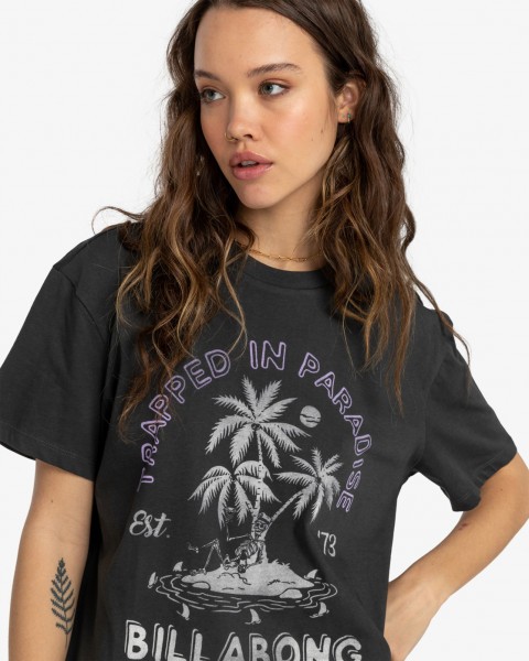 Женская футболка Trapped In Paradise Billabong EBJZT00255, размер L/12, цвет off black - фото 4